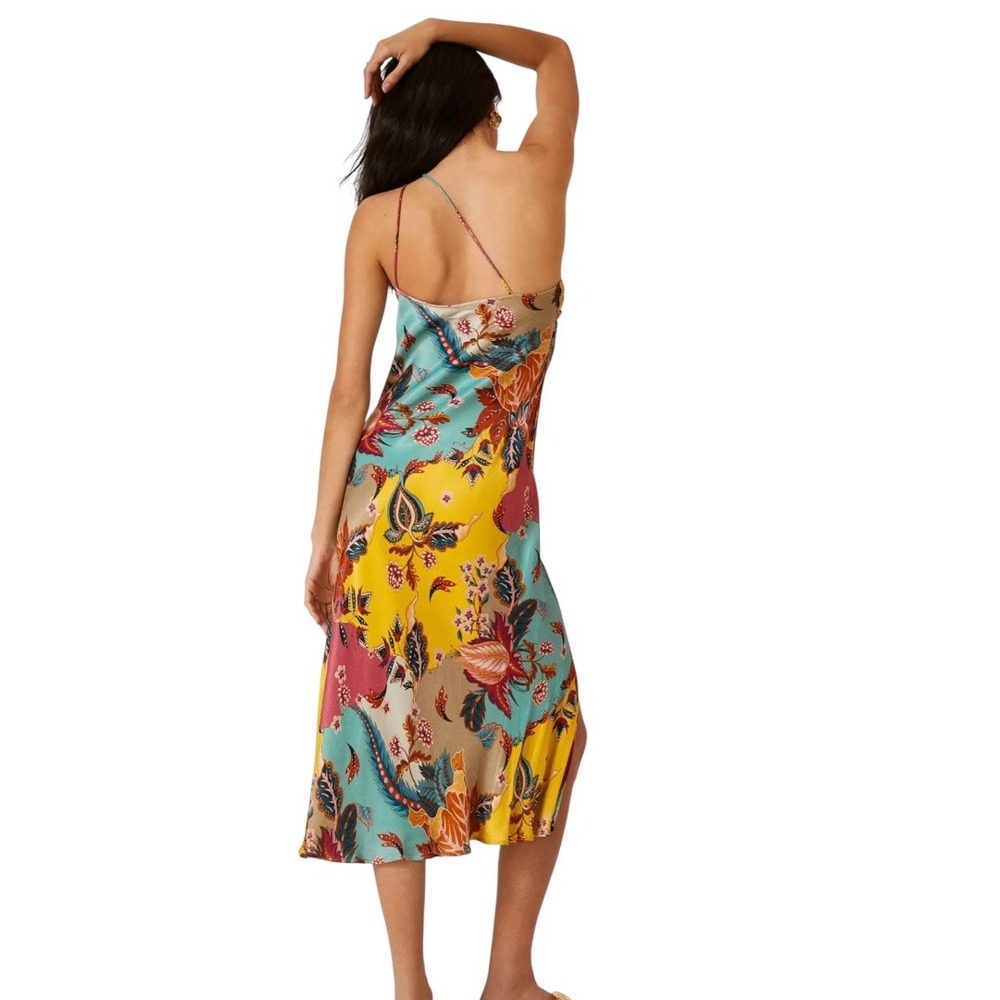 Anthropologie Bl-nk One-Shoulder Slip Dress Size 8 Floral Cocktail‎ Party - Picture 2 of 9